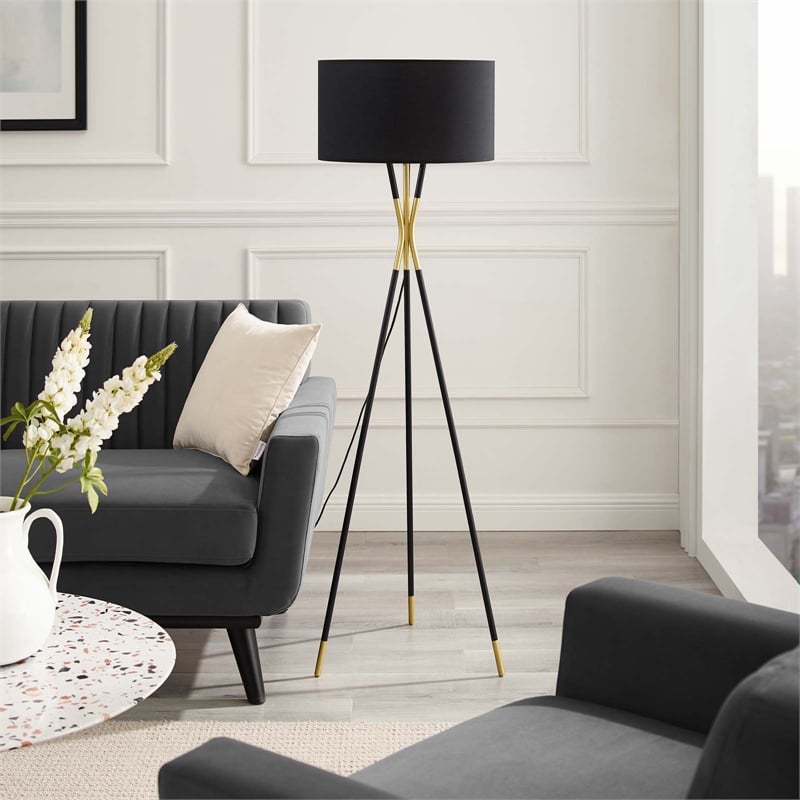 Modway Audrey 1-Light Modern Metal Standing Floor Lamp in Black