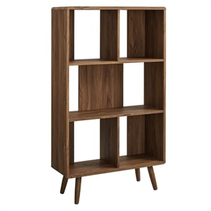 Modway Transmit 31&quot Modern Spacious Storage Wood Bookcase in Walnut
