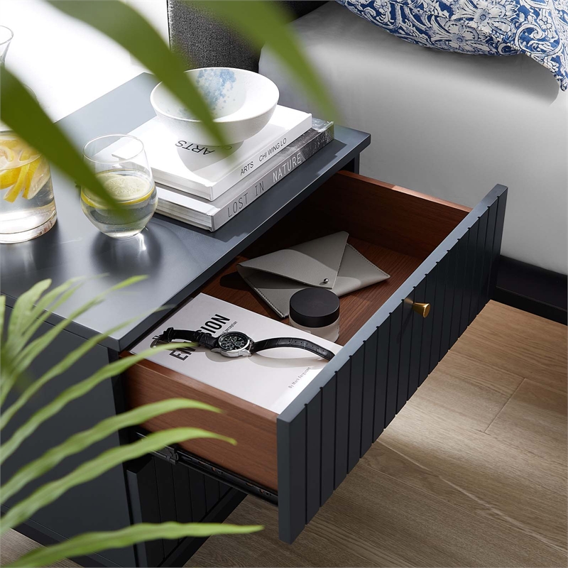 Modway Dakota Modern MDF Wood and Rubberwood Nightstand in Blue
