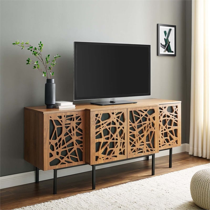 Modway Telluride Modern MDF Wood and Iron Sideboard in Walnut