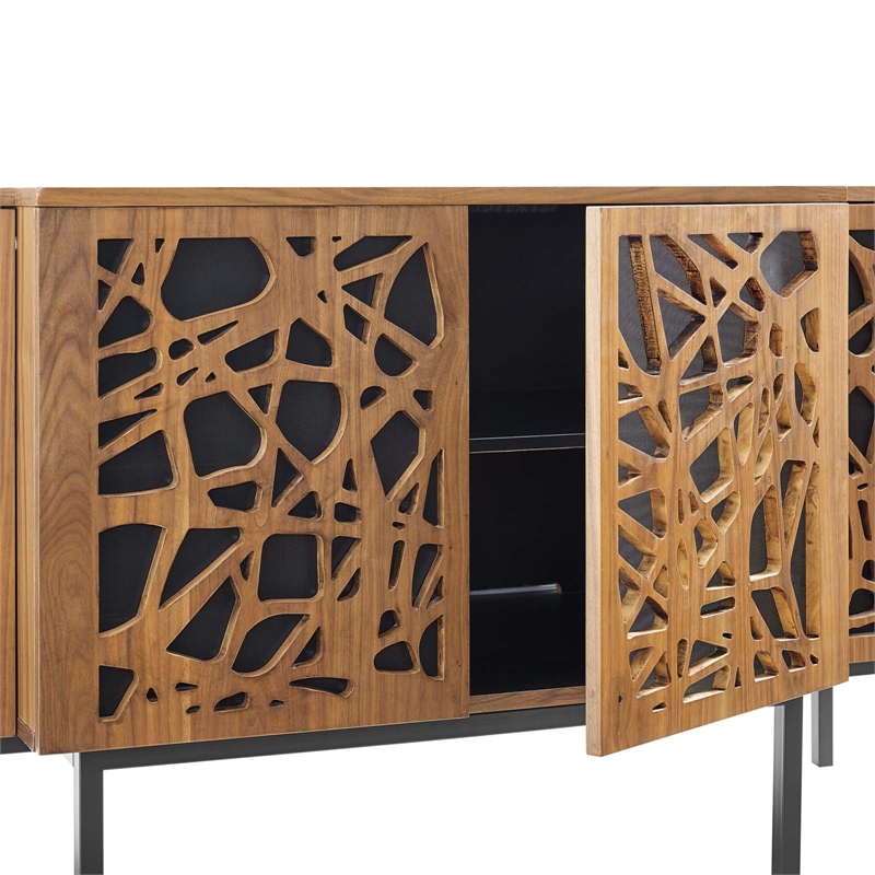 Modway Telluride Modern MDF Wood and Iron Sideboard in Walnut