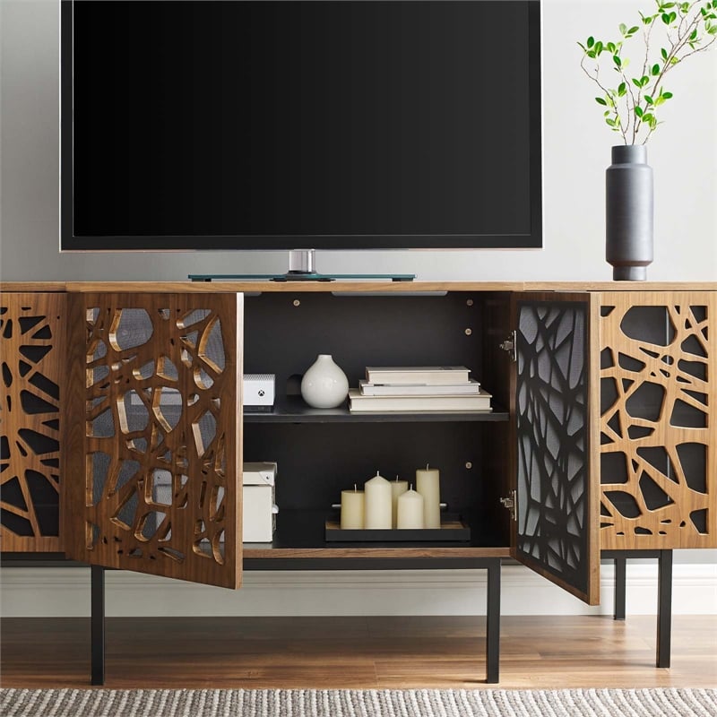 Modway Telluride Modern MDF Wood and Iron Sideboard in Walnut
