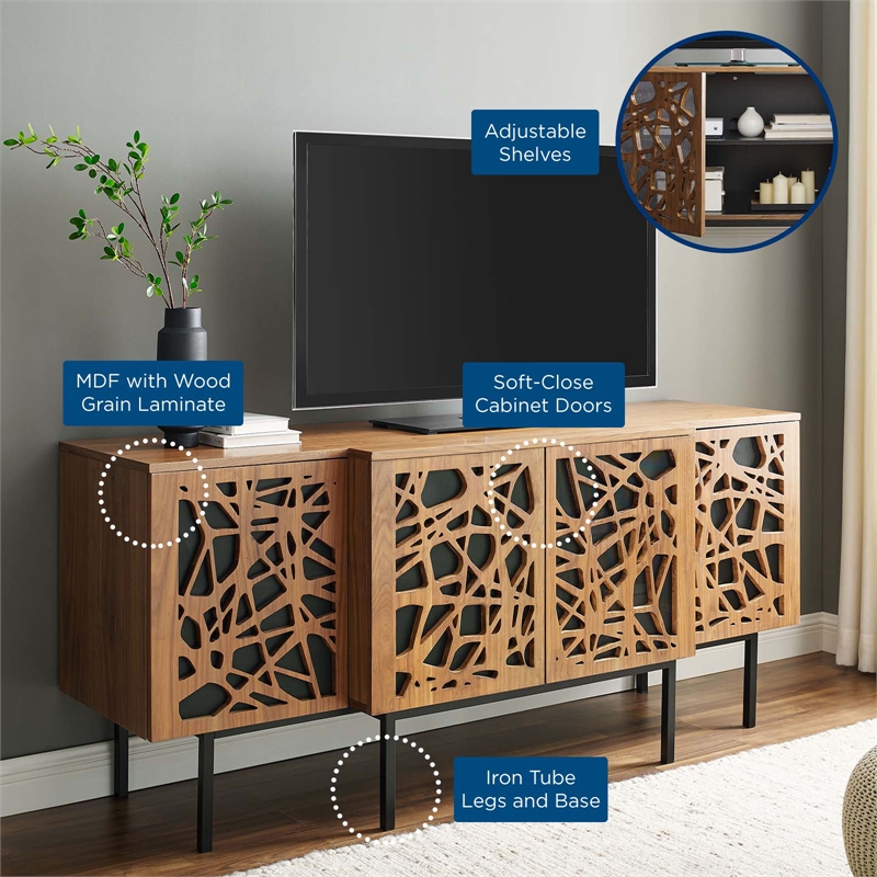 Modway Telluride Modern MDF Wood and Iron Sideboard in Walnut