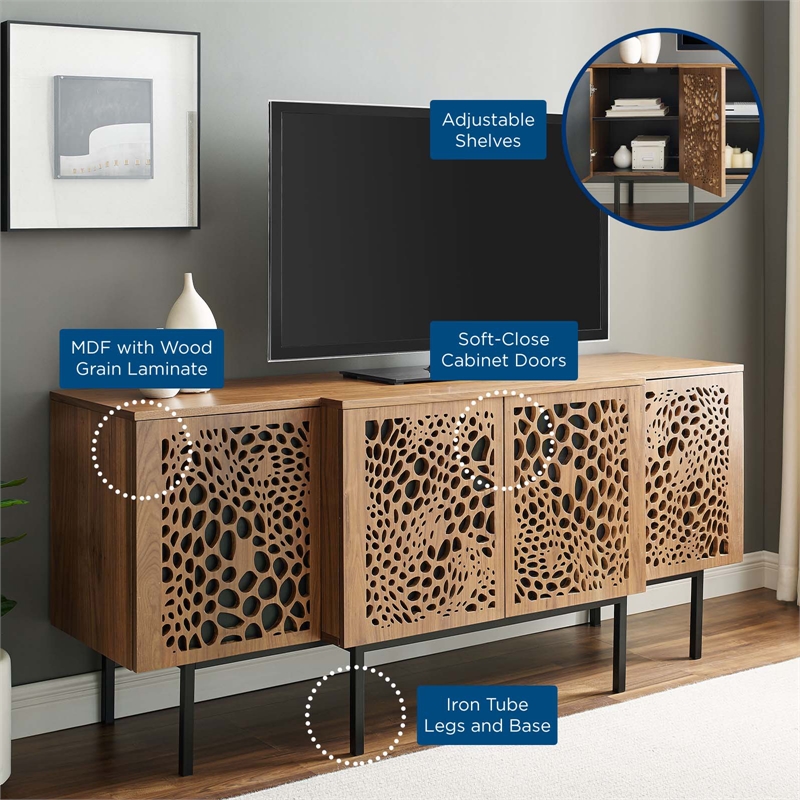 Modway Yosemite Modern MDF Wood and Iron Sideboard in Walnut