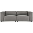 Modway Mingle 2-Seat Faux Leather Sectional Sofa Loveseat in Gray