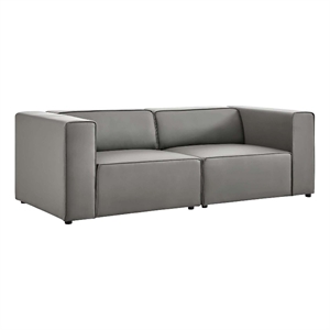 modway mingle 2-piece vegan leather sectional sofa loveseat in gray