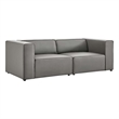 Modway Mingle 2-Seat Faux Leather Sectional Sofa Loveseat in Gray