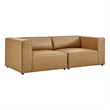 Modway Mingle 2-Seat Faux Leather Sectional Sofa Loveseat in Tan