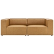 Modway Mingle 2-Seat Faux Leather Sectional Sofa Loveseat in Tan