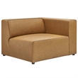 Modway Mingle 2-Seat Faux Leather Sectional Sofa Loveseat in Tan