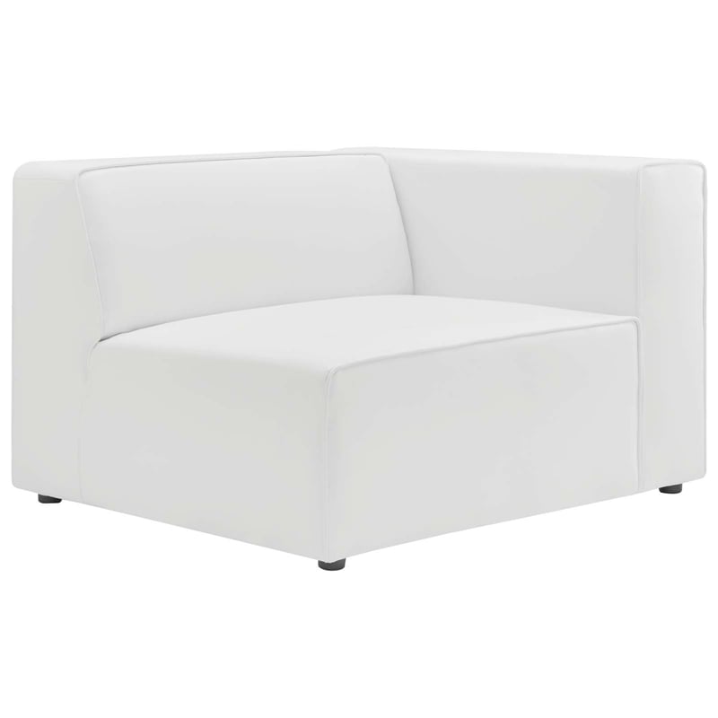 Modway Mingle 2-Seat Faux Leather Sectional Sofa Loveseat in White