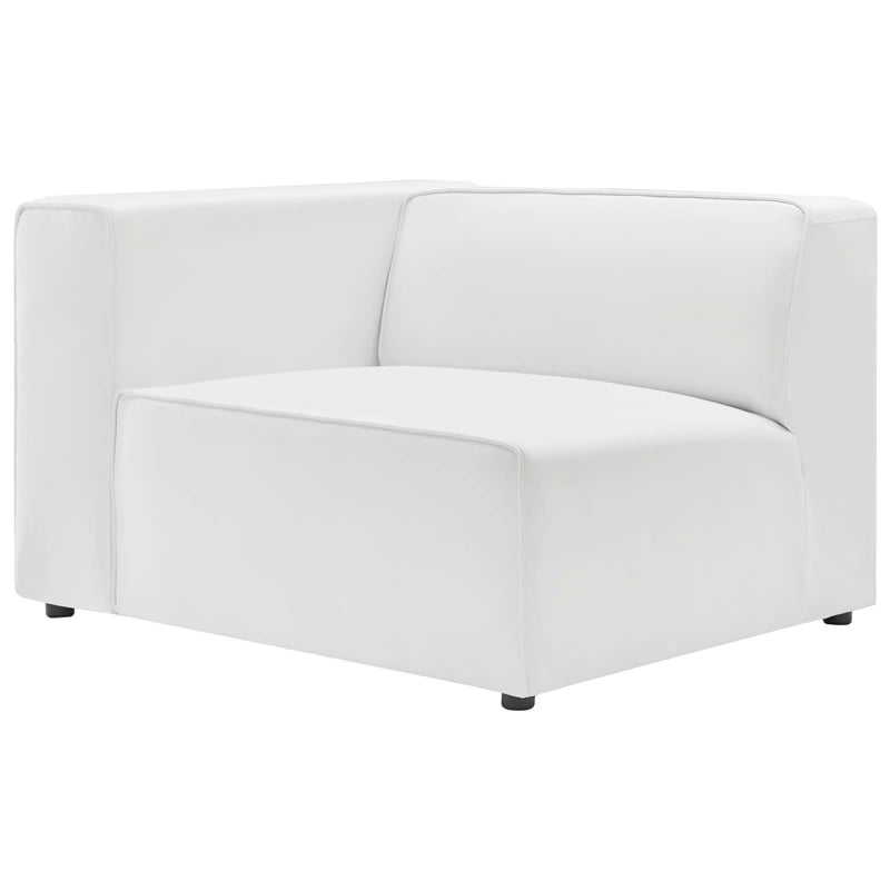Modway Mingle 2-Seat Faux Leather Sectional Sofa Loveseat in White