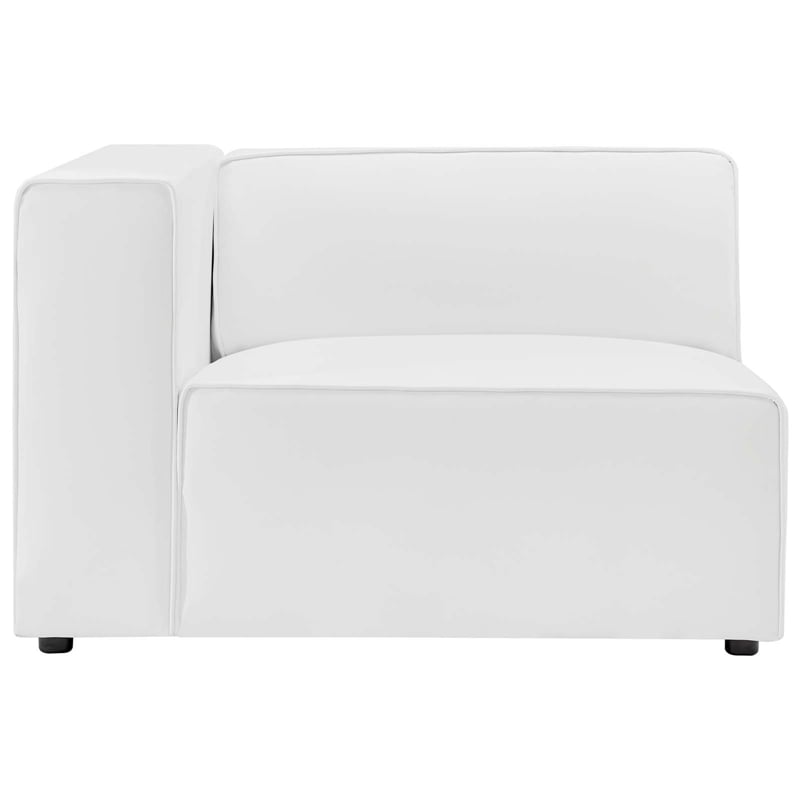 Modway Mingle 2-Seat Faux Leather Sectional Sofa Loveseat in White