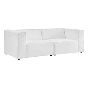 modway mingle 2-piece vegan leather sectional sofa loveseat in white