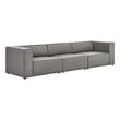 Modway Mingle 3-Piece Modern Faux Leather Sectional Sofa in Gray