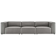 Modway Mingle 3-Piece Modern Faux Leather Sectional Sofa in Gray