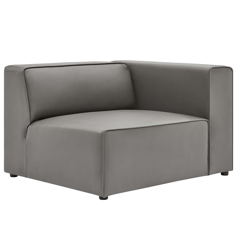 Modway Mingle 3-Piece Modern Faux Leather Sectional Sofa in Gray