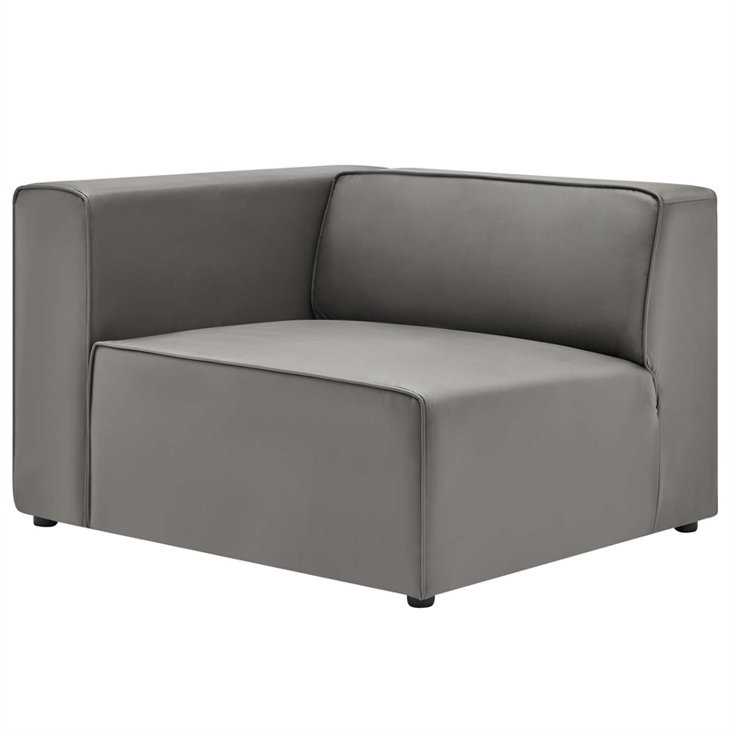 Modway Mingle 3-Piece Modern Faux Leather Sectional Sofa in Gray