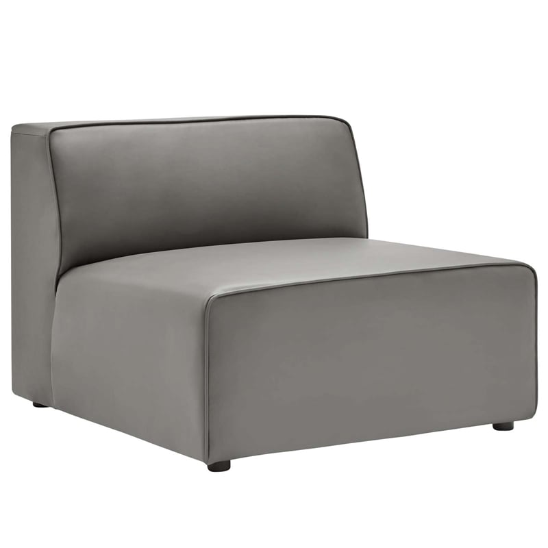 Modway Mingle 3-Piece Modern Faux Leather Sectional Sofa in Gray