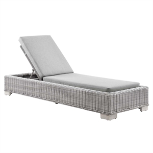 Modway Conway Wicker / Rattan Patio Chaise Lounge in Light Gray