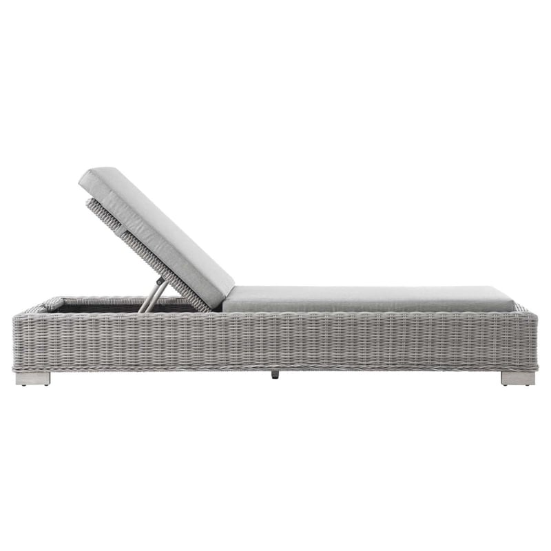 Modway Conway Wicker / Rattan Patio Chaise Lounge in Light Gray