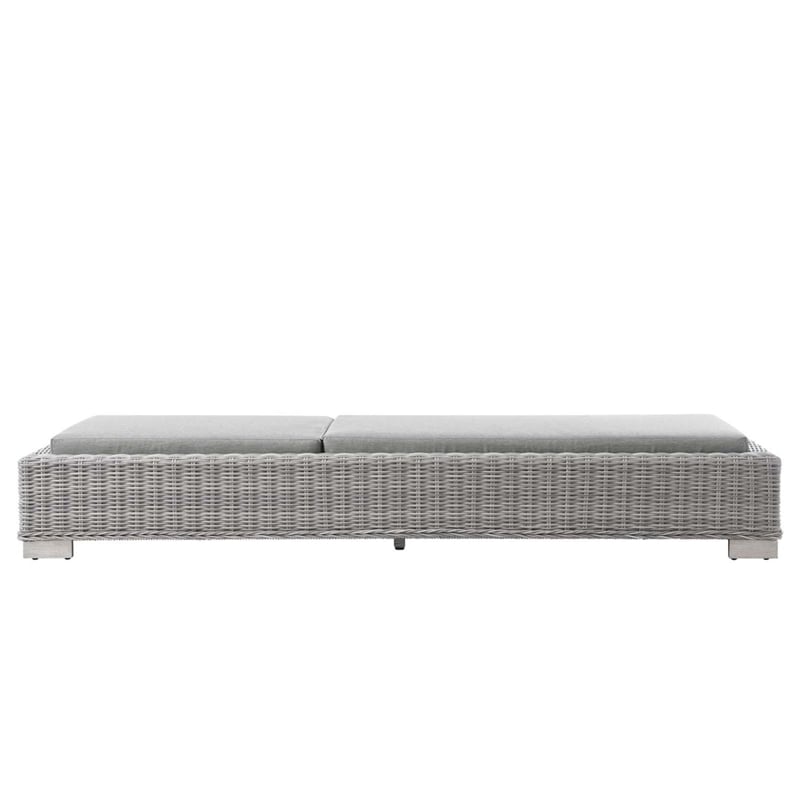 Modway Conway Wicker / Rattan Patio Chaise Lounge in Light Gray