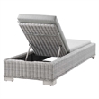 Modway Conway Wicker / Rattan Patio Chaise Lounge in Light Gray