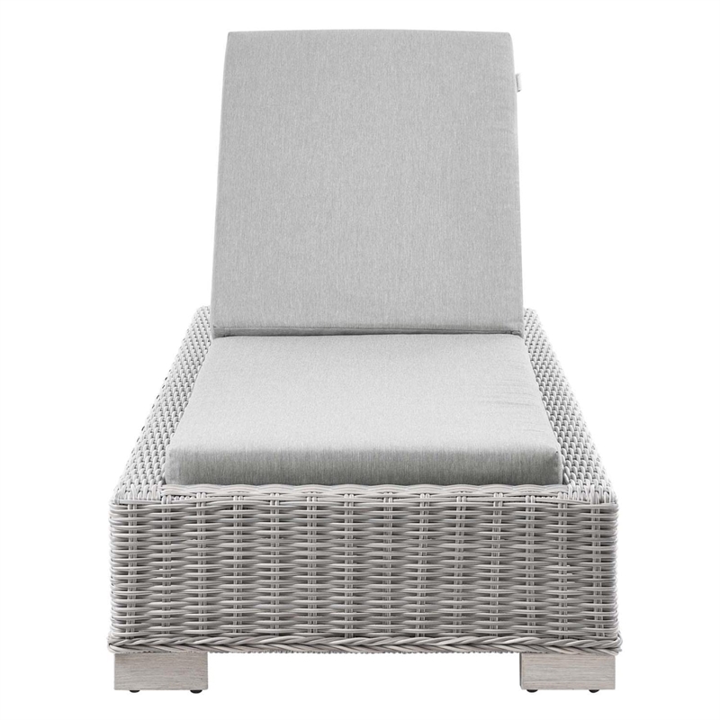 Modway Conway Wicker / Rattan Patio Chaise Lounge in Light Gray