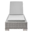 Modway Conway Wicker / Rattan Patio Chaise Lounge in Light Gray