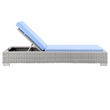 Modway Conway Wicker / Rattan Patio Chaise Lounge in Light Gray/Light Blue