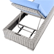 Modway Conway Wicker / Rattan Patio Chaise Lounge in Light Gray/Light Blue