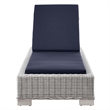 Modway Conway Wicker / Rattan Patio Chaise Lounge in Light Gray/Navy