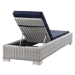Modway Conway Wicker / Rattan Patio Chaise Lounge in Light Gray/Navy