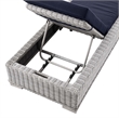 Modway Conway Wicker / Rattan Patio Chaise Lounge in Light Gray/Navy