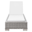 Modway Conway Wicker / Rattan Patio Chaise Lounge in Light Gray/White