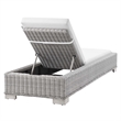 Modway Conway Wicker / Rattan Patio Chaise Lounge in Light Gray/White