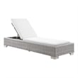 Modway Conway Wicker / Rattan Patio Chaise Lounge in Light Gray/White