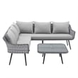 Modway Endeavor Modern Wicker / Rattan Patio Seating Set in Gray