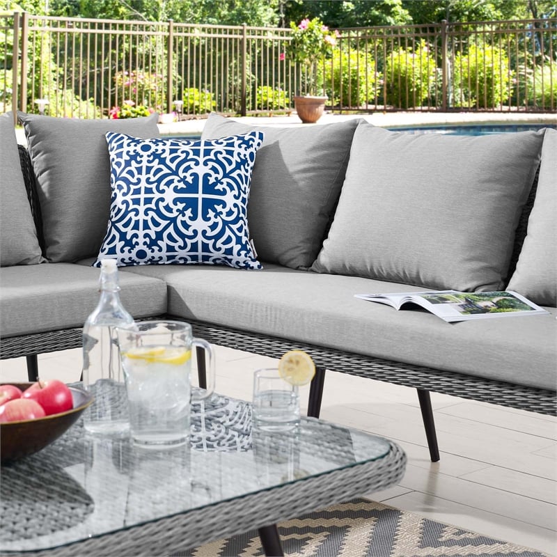 Modway Endeavor Modern Wicker / Rattan Patio Seating Set in Gray
