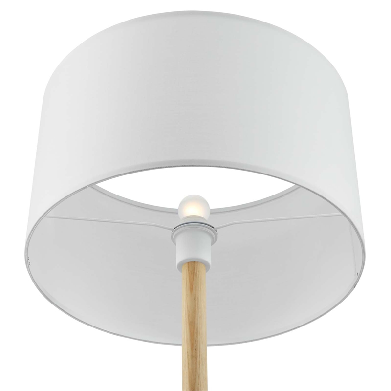 Modway Natalie 1-Light Modern Wood Tripod Floor Lamp in White/Natural