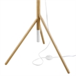 Modway Natalie 1-Light Modern Wood Tripod Floor Lamp in White/Natural