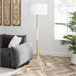 Modway Natalie 1-Light Modern Wood Tripod Floor Lamp in White/Natural