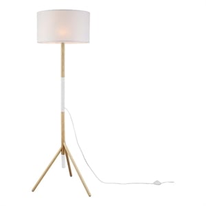 modway natalie 1-light modern wood tripod floor lamp in white/natural