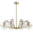 Modway Hanna 8-Light Modern Metal/Glass Chandelier in Clear & Gold