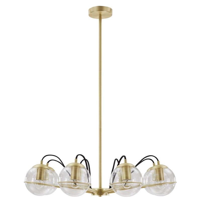 Modway Hanna 8-Light Modern Metal/Glass Chandelier in Clear & Gold