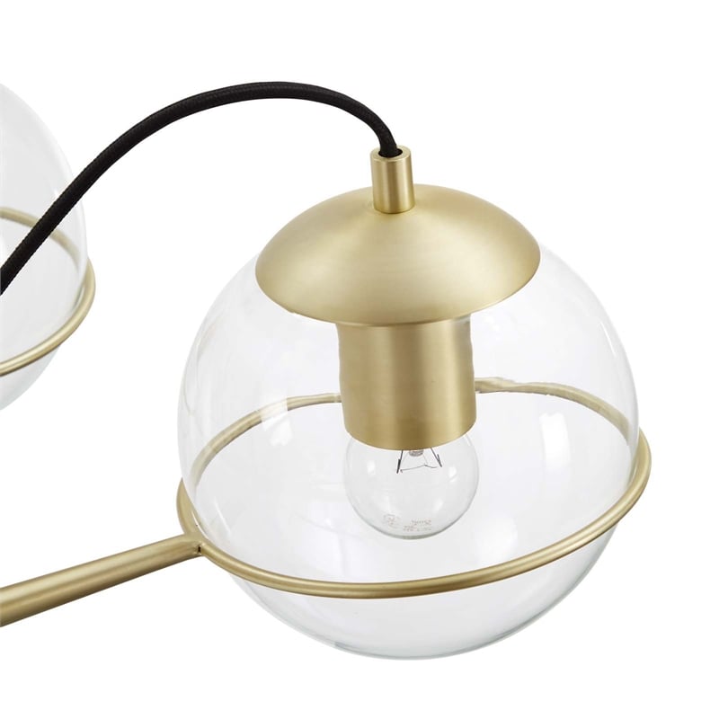 Modway Hanna 8-Light Modern Metal/Glass Chandelier in Clear & Gold