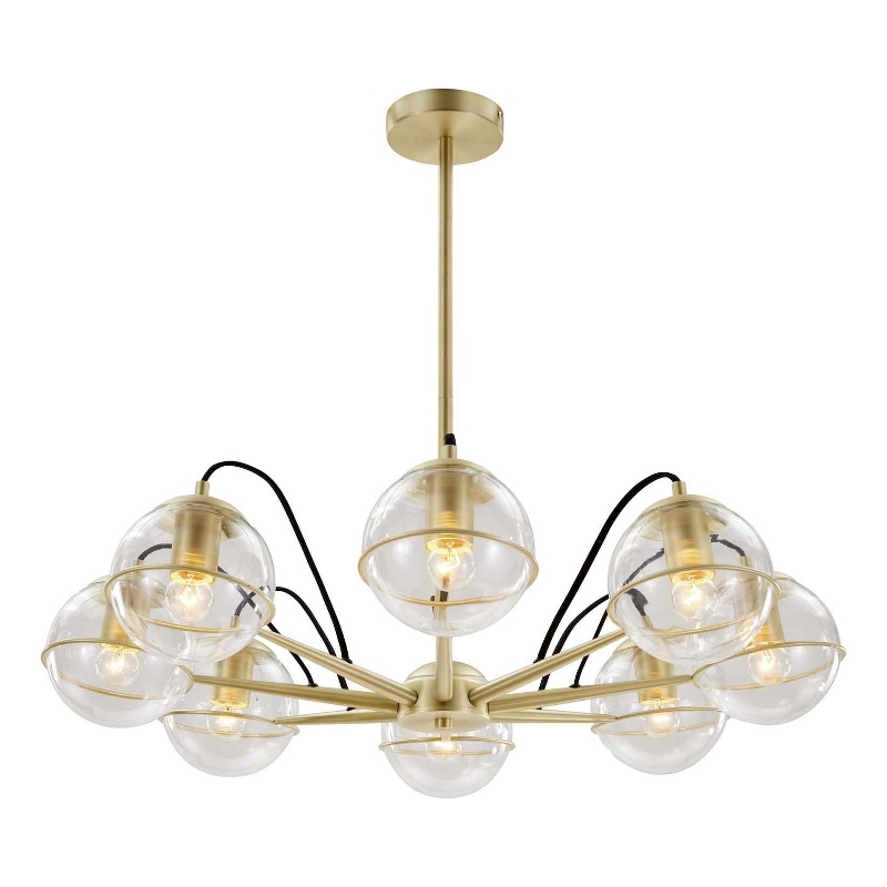 Modway Hanna 8-Light Modern Metal/Glass Chandelier in Clear & Gold