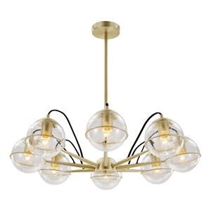 Modway Hanna 8-Light Modern Metal/Glass Chandelier in Clear & Gold