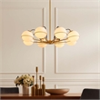Modway Hanna 8-Light Modern Metal/Glass Chandelier in Opal & Gold