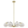 Modway Hanna 8-Light Modern Metal/Glass Chandelier in Opal & Gold